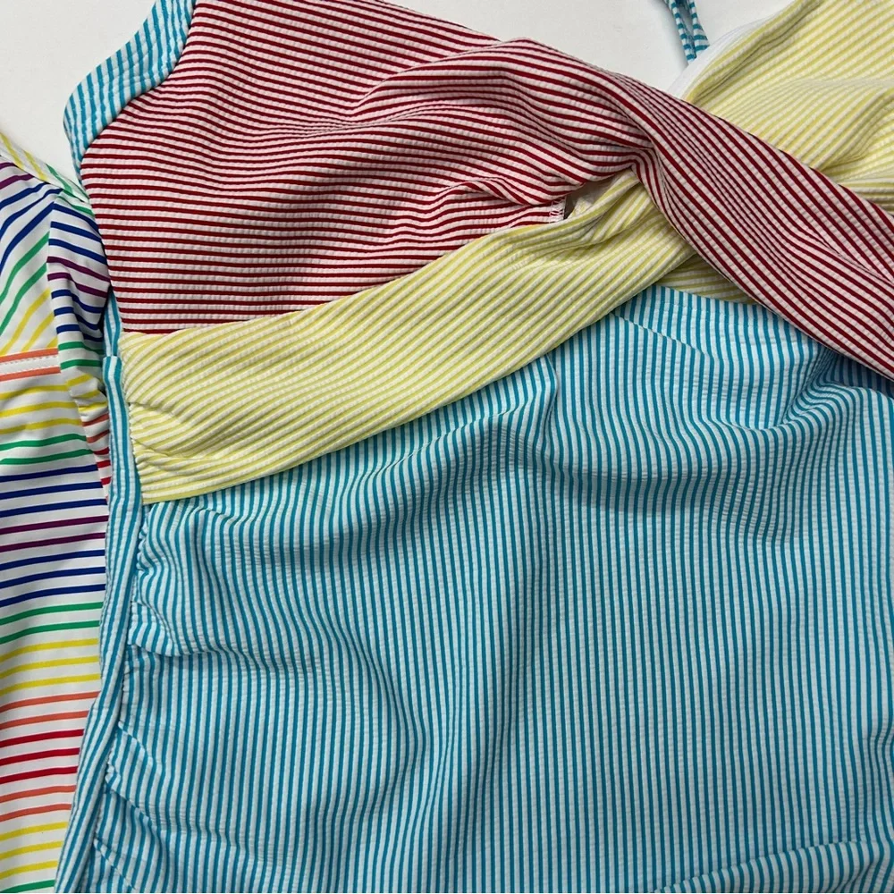 Lands' End Women's Multicolor Striped One-Piece Tankini Tops